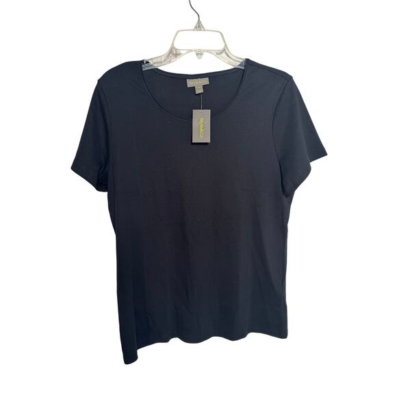Style & Co Womens Scoop Neck Fitted Cotton T Shirt Black Size Medium NEW - Picture 1 of 3
